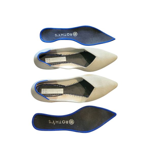 Rothy's Shoes Women's 9 Grey Flax Birdseye The Point Flat Pointed Toe Slip On - Picture 2 of 5